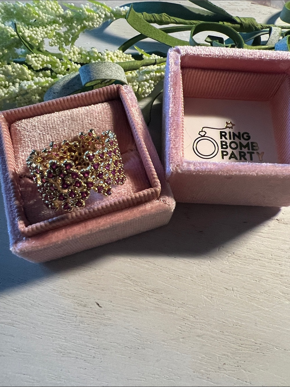 Bomb Party GOLD with Lab created Ruby size 9